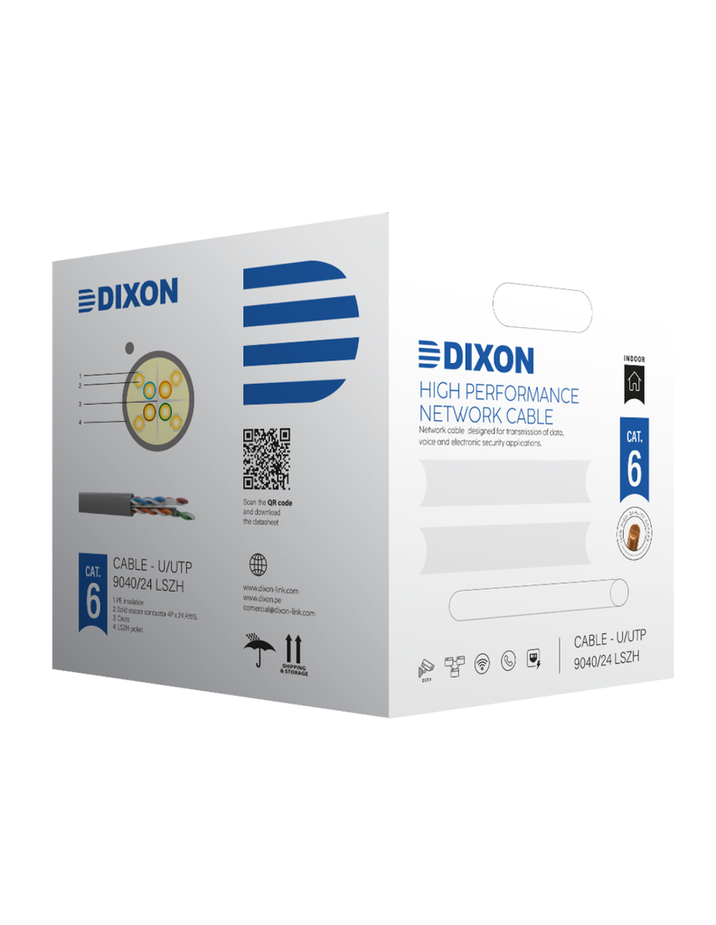 [SKU00019] ROLLO DIXON CABLE DE RED CAT.6 9040 4Px24AWG LSZH GRIS